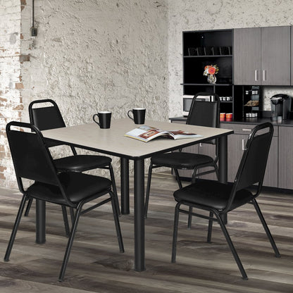 48 in. Large Square Breakroom Table- Maple Top, Black Legs