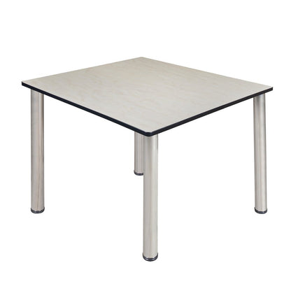 48 in. Large Square Breakroom Table- Maple Top, Chrome Legs