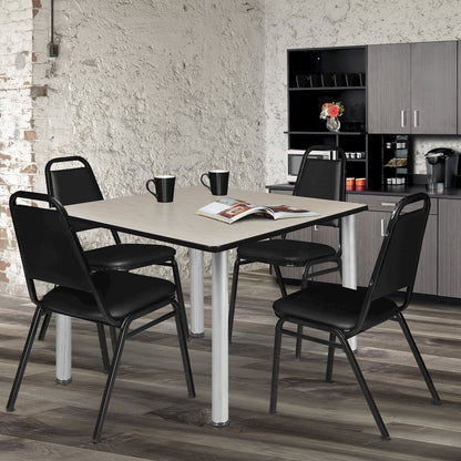 48 in. Large Square Breakroom Table- Maple Top, Chrome Legs