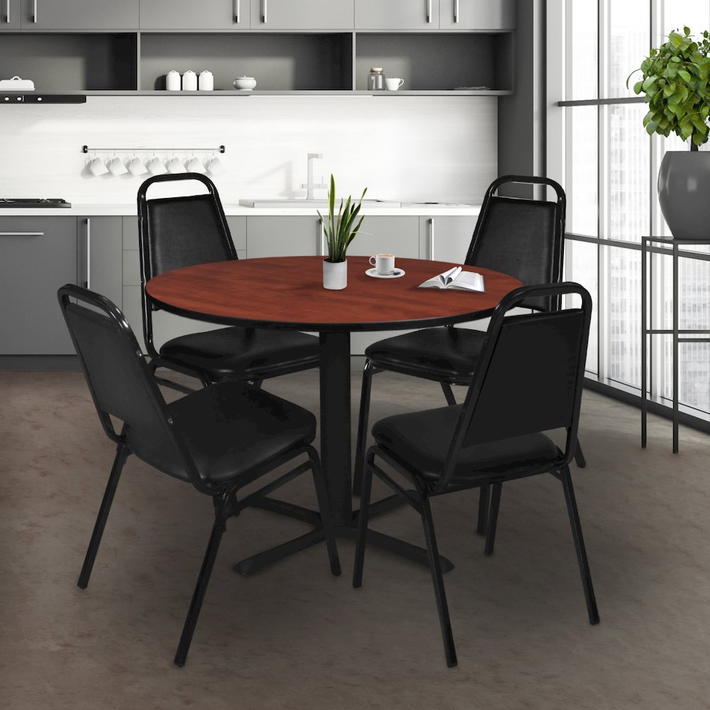 Large 48 in. Round X-Base Breakroom Table- Cherry