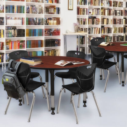 48 Round Adjustable Classroom Table- Cherry & 4 Andy 18 Stack Chairs- Black