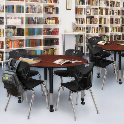 48 Round Adjustable Classroom Table- Cherry & 4 Andy 18 Stack Chairs- Black
