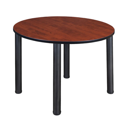 48 in. Large Round Breakroom Table- Cherry Top, Black Legs
