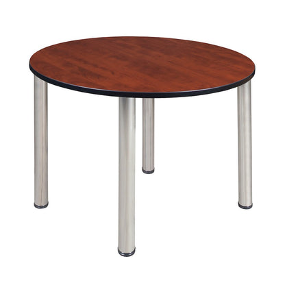 48 in. Large Round Breakroom Table- Cherry Top, Chrome Legs