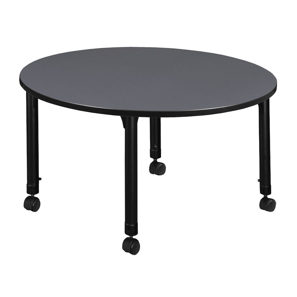 48 in. Round Height Adjustable Mobile Classroom Activity Table- Grey