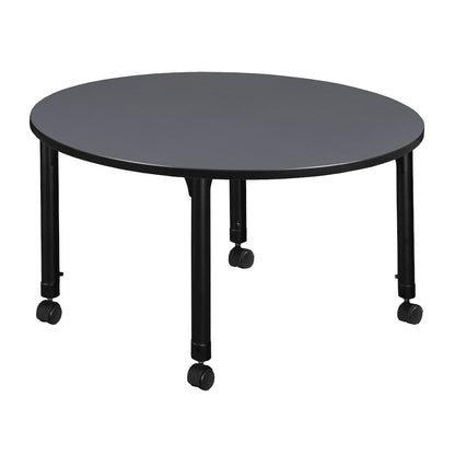 48 in. Round Height Adjustable Mobile Classroom Activity Table- Grey