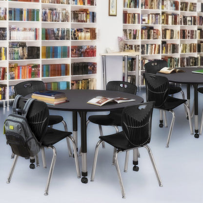 48 in. Round Height Adjustable Mobile Classroom Activity Table- Grey