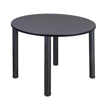 48 in. Large Round Breakroom Table- Grey Top, Black Legs