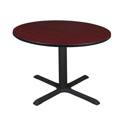 Large 48 in. Round X-Base Breakroom Table- Mahogany