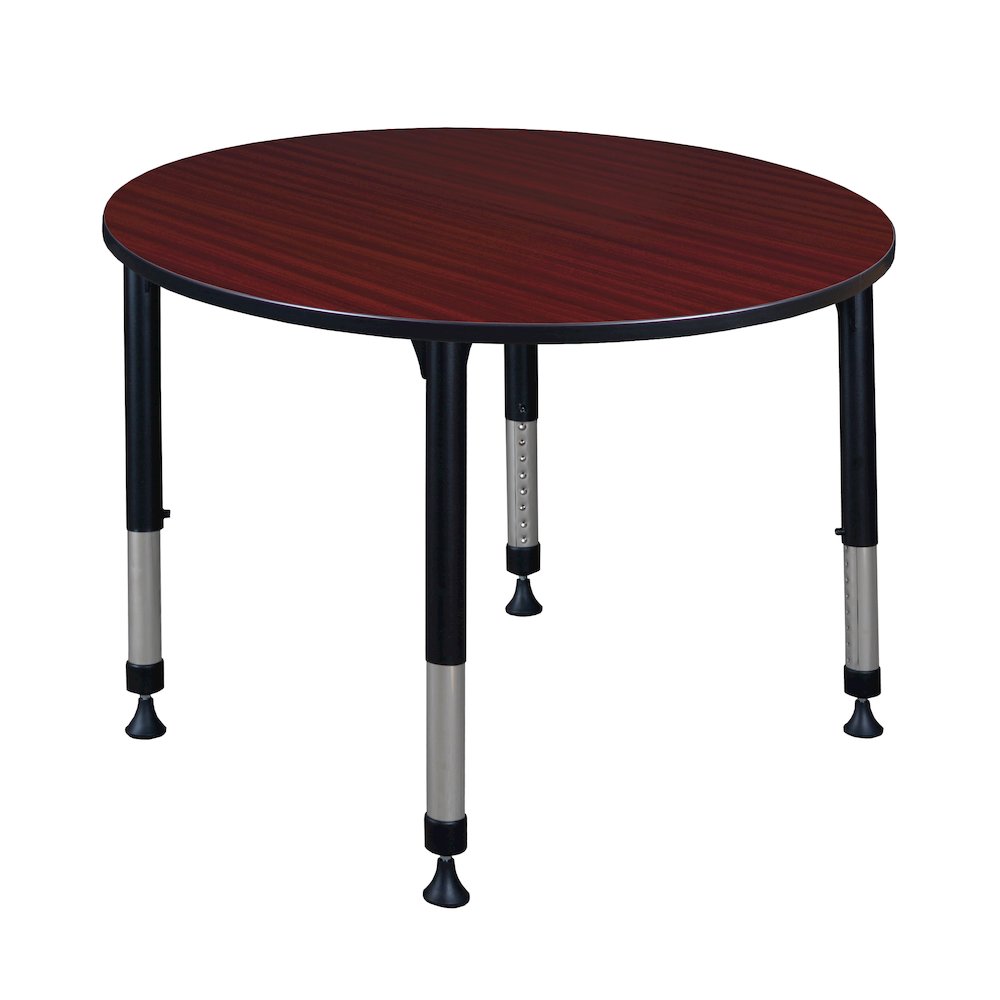 48 in. Round Height Adjustable Classroom Activity Table- Mahogany