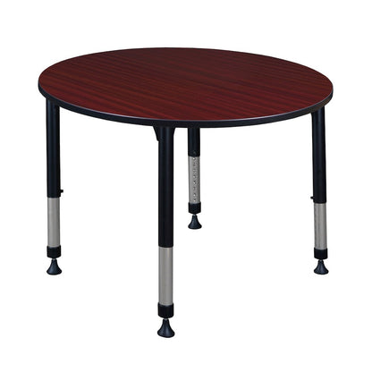 48 in. Round Height Adjustable Classroom Activity Table- Mahogany