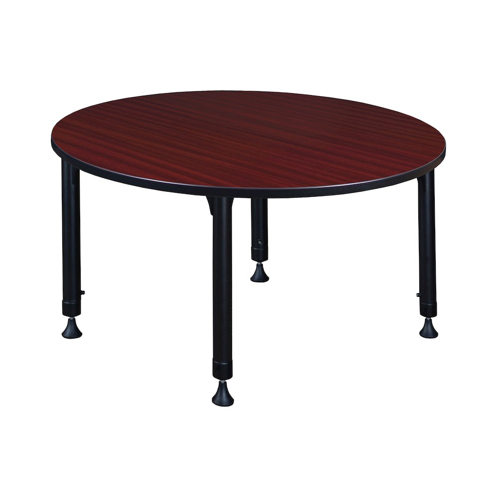 48 in. Round Height Adjustable Classroom Activity Table- Mahogany