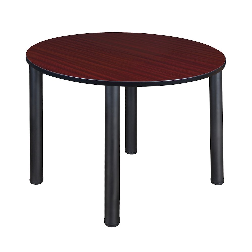 48 in. Large Round Breakroom Table- Mahogany Top, Black Legs