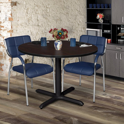 Large 48 in. Round X-Base Breakroom Table- Mahogany