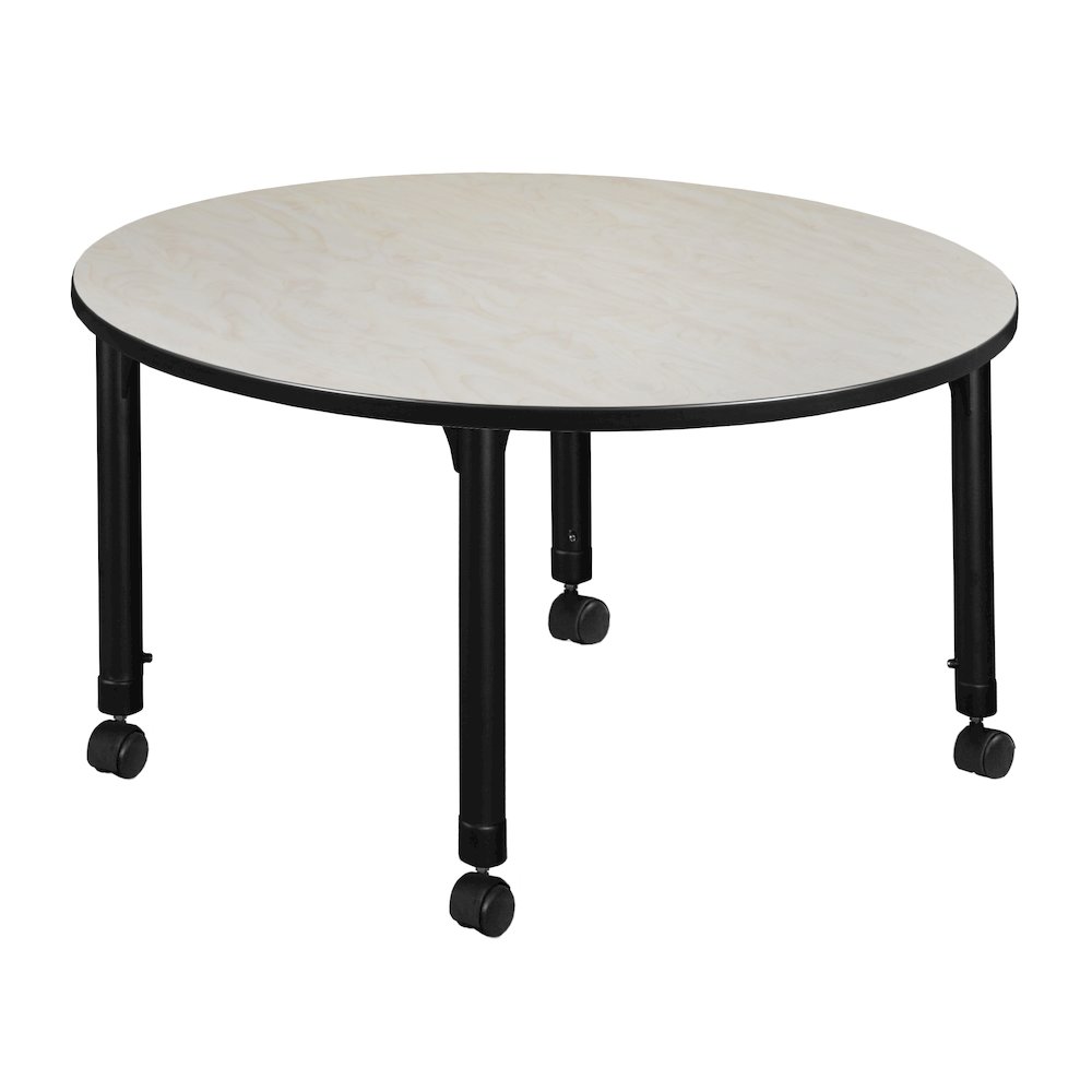48 in. Round Height Adjustable Mobile Classroom Activity Table- Maple