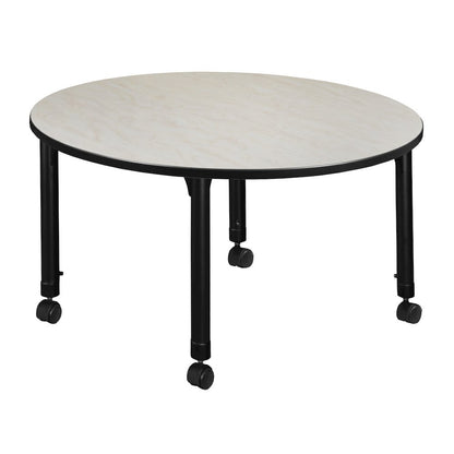 48 in. Round Height Adjustable Mobile Classroom Activity Table- Maple