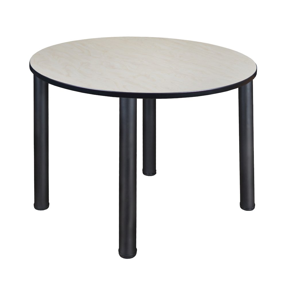 48 in. Large Round Breakroom Table- Maple Top, Black Legs