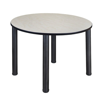 48 in. Large Round Breakroom Table- Maple Top, Black Legs