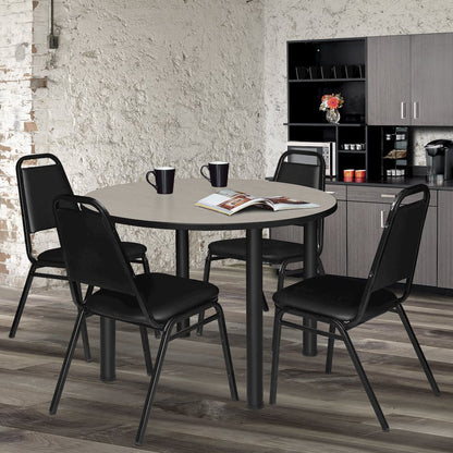 48 in. Large Round Breakroom Table- Maple Top, Black Legs