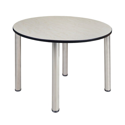 48 in. Large Round Breakroom Table- Maple Top, Chrome Legs
