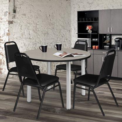 48 in. Large Round Breakroom Table- Maple Top, Chrome Legs