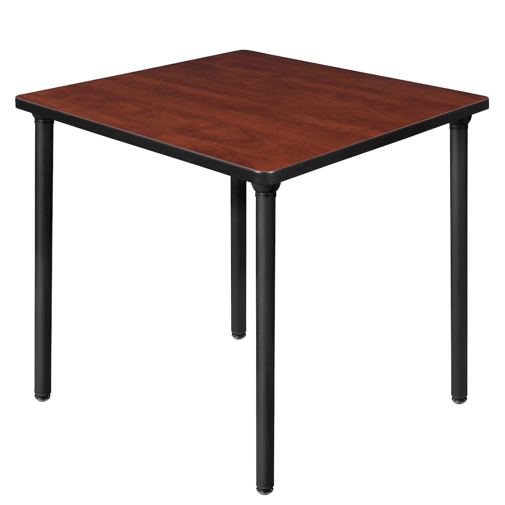 30 in. Small Square Breakroom Table- Cherry Top, Black Folding Legs