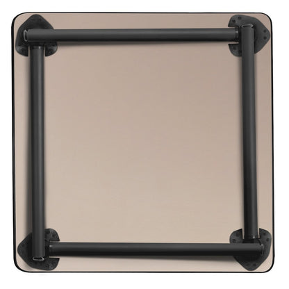 30 in. Small Square Breakroom Table- Grey Top, Black Folding Legs