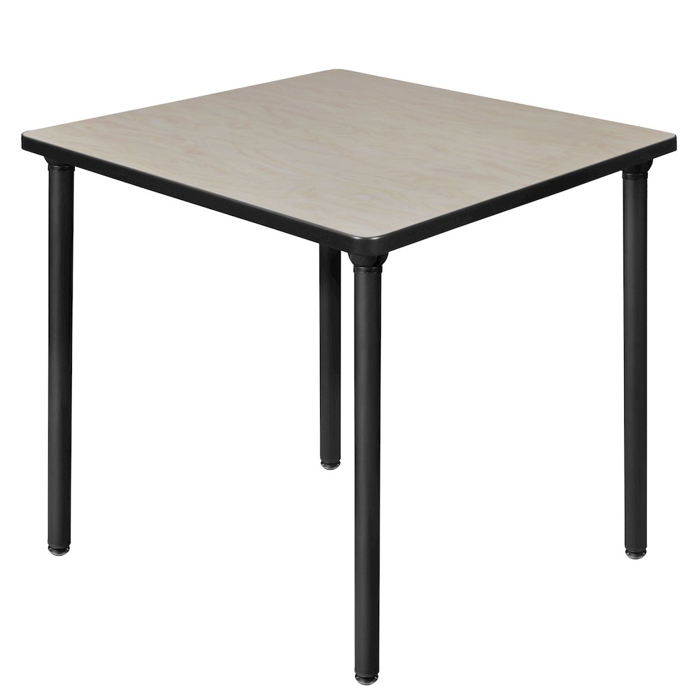 30 in. Small Square Breakroom Table- Maple Top, Black Folding Legs