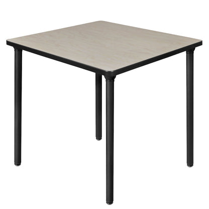 30 in. Small Square Breakroom Table- Maple Top, Black Folding Legs
