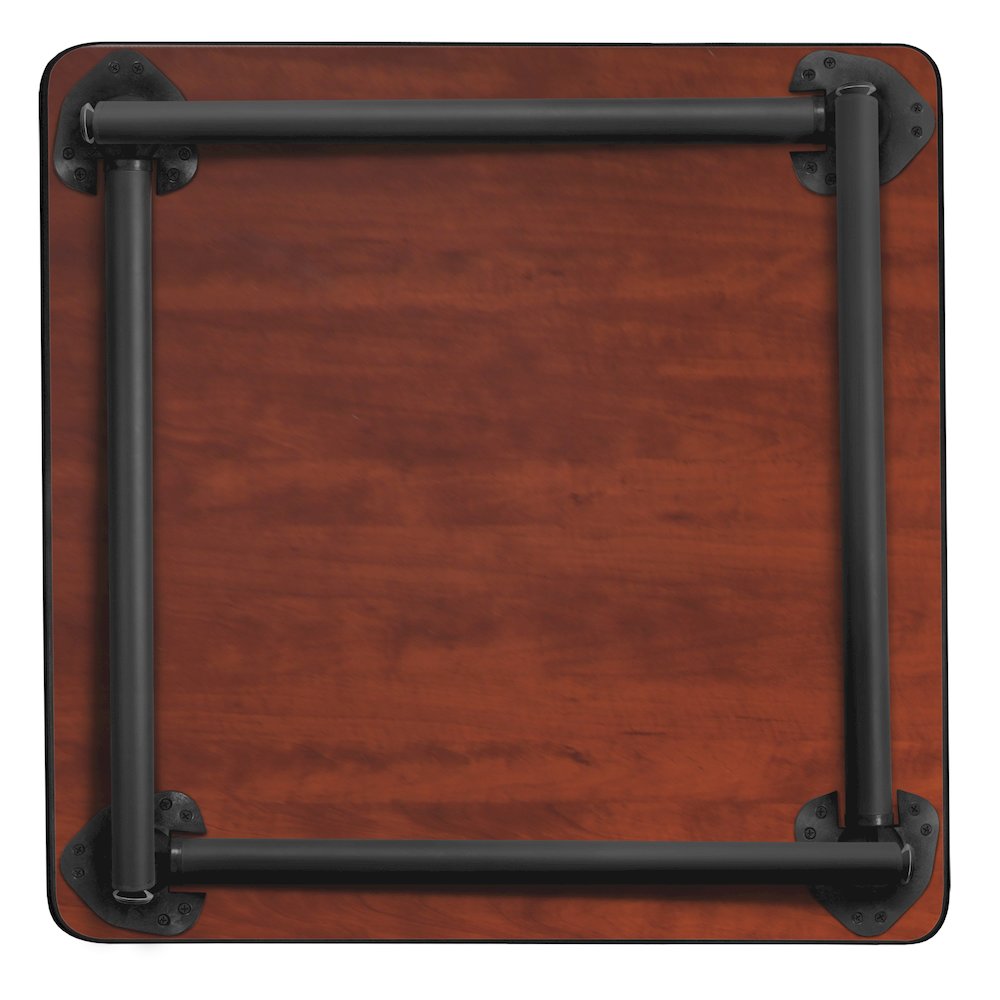 30 in. Small Square Breakroom Table- Maple Top, Black Folding Legs