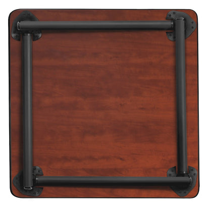 30 in. Small Square Breakroom Table- Maple Top, Black Folding Legs