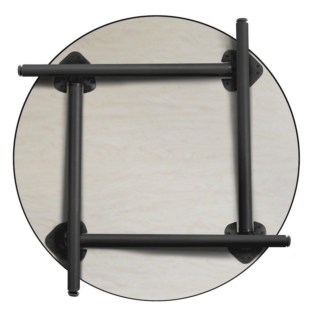 30 in. Small Round Breakroom Table- Cherry Top, Black Folding Legs