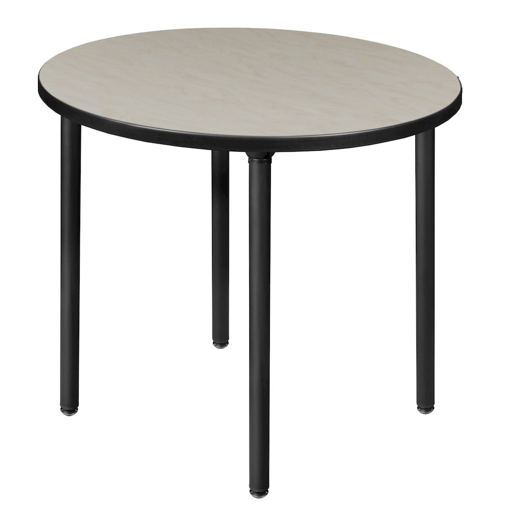 30 in. Small Round Breakroom Table- Maple Top, Black Folding Legs