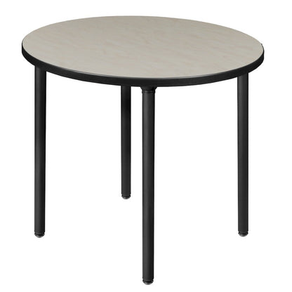 30 in. Small Round Breakroom Table- Maple Top, Black Folding Legs