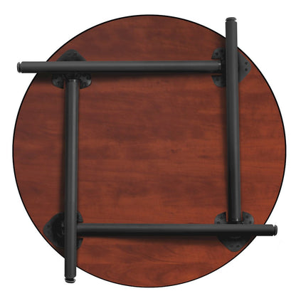 30 in. Small Round Breakroom Table- Maple Top, Black Folding Legs