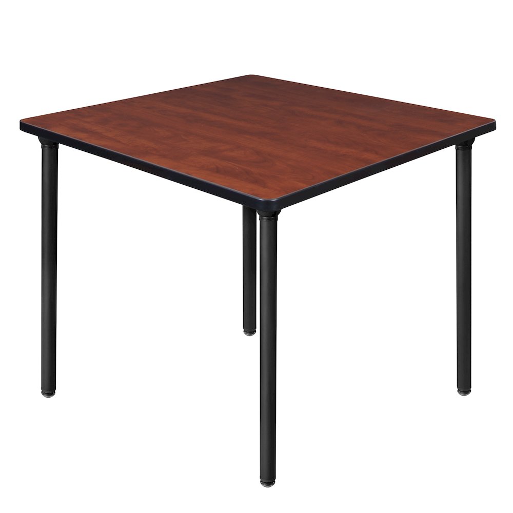 36 in. Medium Square Breakroom Table- Cherry Top, Black Folding Legs