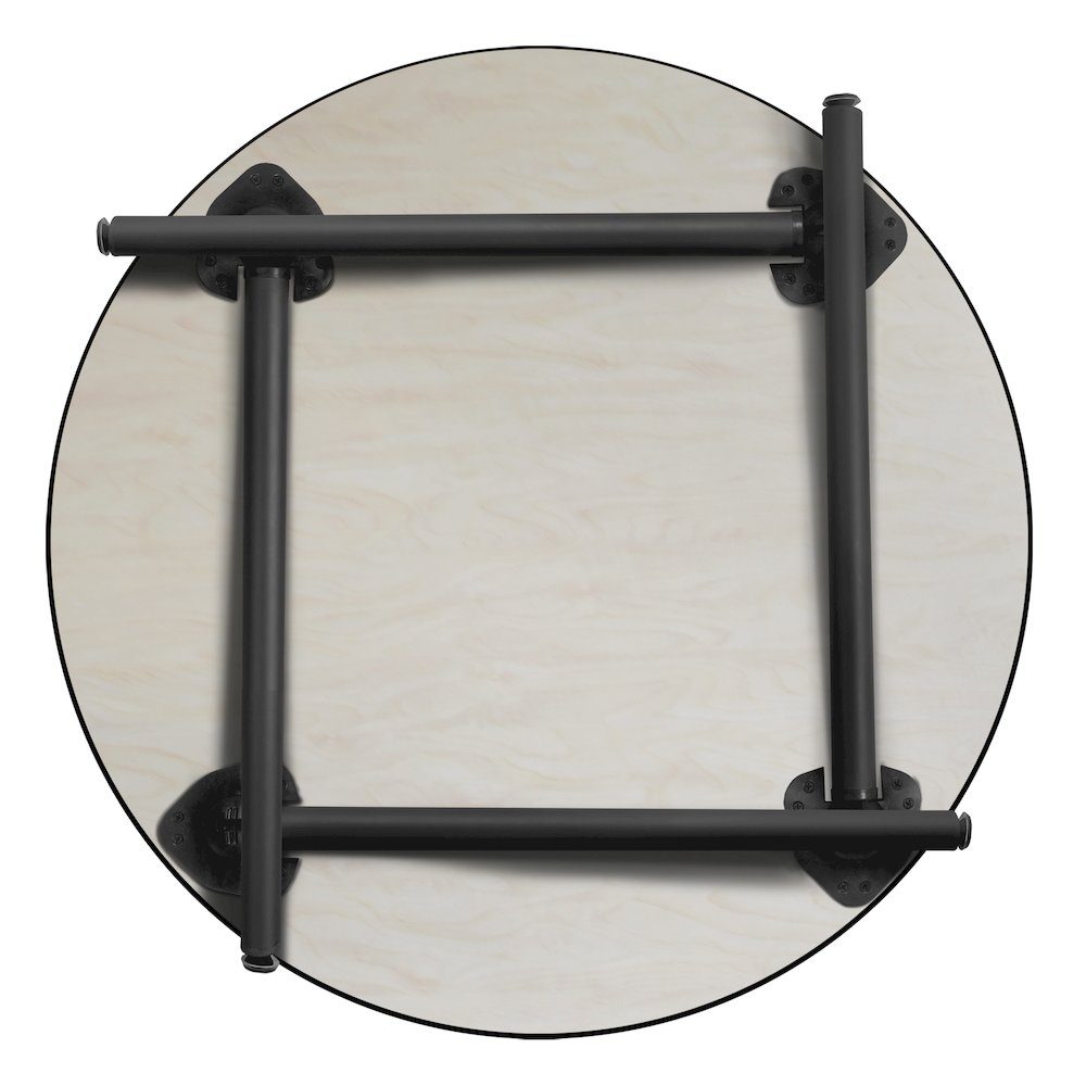 36 in. Medium Round Breakroom Table- Cherry Top, Black Folding Legs