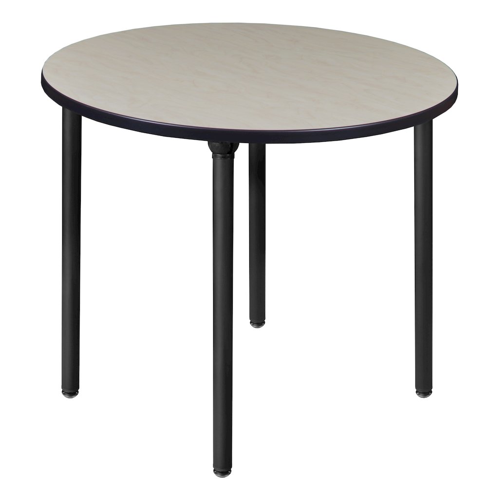 42 in. Medium Round Breakroom Table- Maple Top, Black Folding Legs