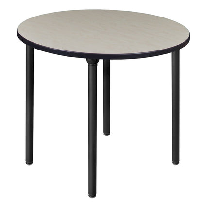 42 in. Medium Round Breakroom Table- Maple Top, Black Folding Legs