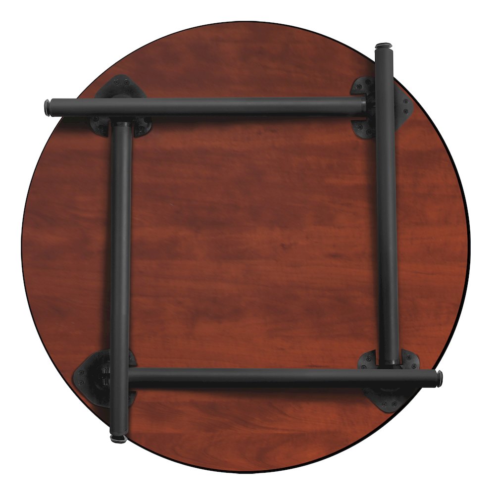 42 in. Medium Round Breakroom Table- Maple Top, Black Folding Legs