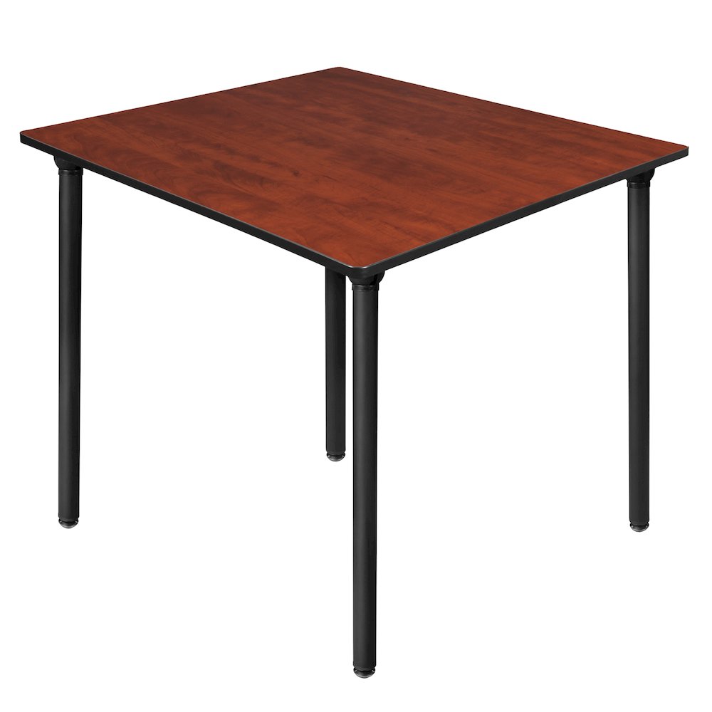 48 in. Large Square Breakroom Table- Cherry Top, Black Folding Legs