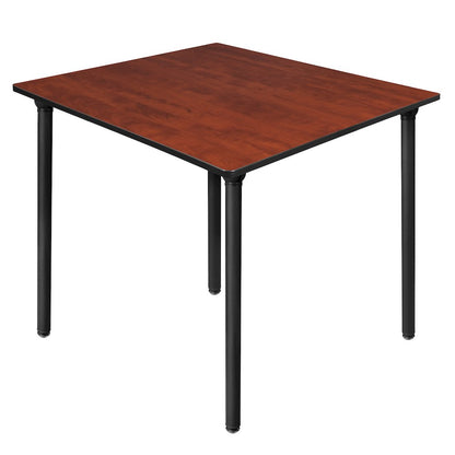 48 in. Large Square Breakroom Table- Cherry Top, Black Folding Legs