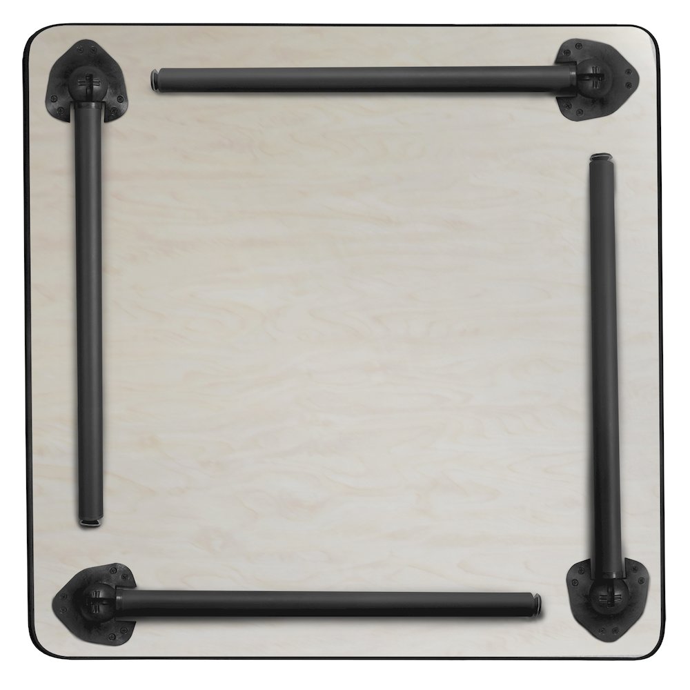 48 in. Large Square Breakroom Table- Cherry Top, Black Folding Legs