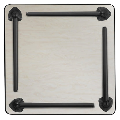 48 in. Large Square Breakroom Table- Cherry Top, Black Folding Legs