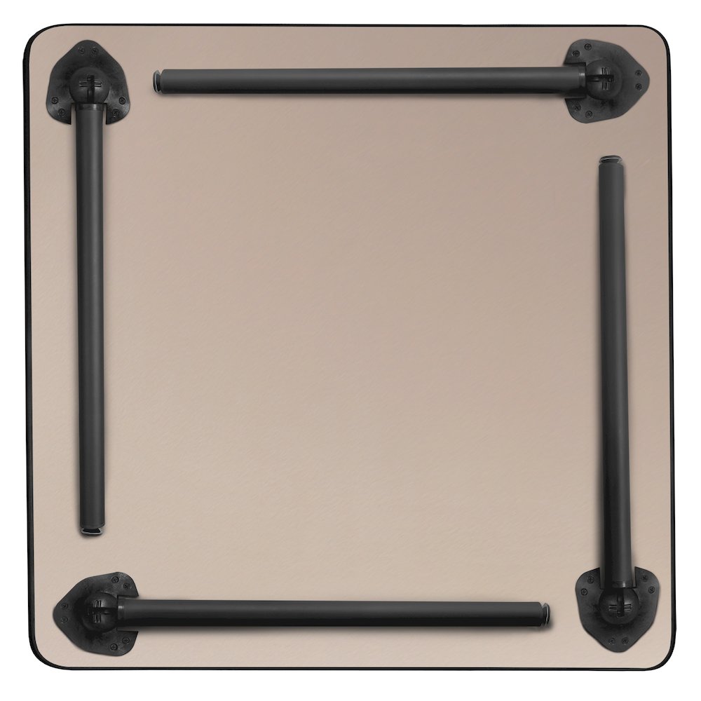 48 in. Large Square Breakroom Table- Grey Top, Black Folding Legs