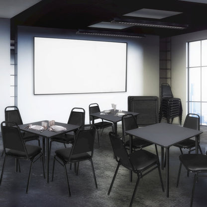 48 in. Large Square Breakroom Table- Grey Top, Black Folding Legs