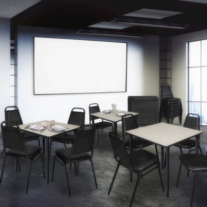 48 in. Large Square Breakroom Table- Maple Top, Black Folding Legs
