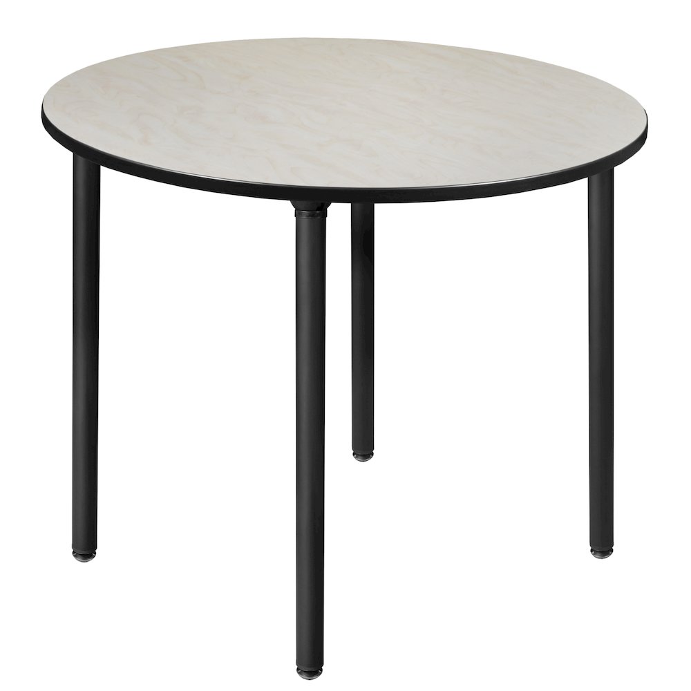 48 in. Large Round Breakroom Table- Maple Top, Black Folding Legs