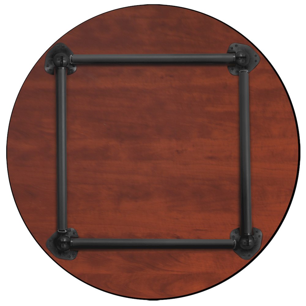 48 in. Large Round Breakroom Table- Maple Top, Black Folding Legs