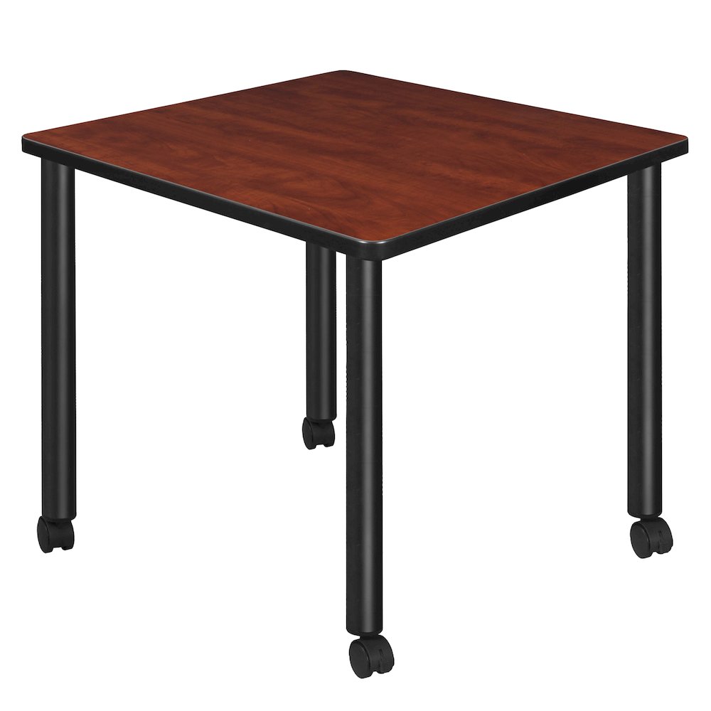Small 30 in. Square Breakroom Table- Cherry Top, Black Mobile Legs